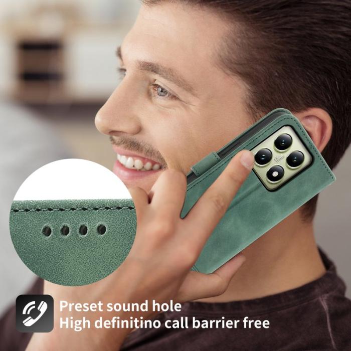 DIERFENG - DIERFENG DF-03 för Xiaomi 14T Fodral Äkta läder - Grön