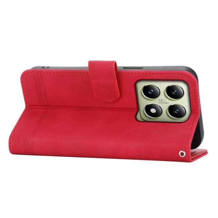 DIERFENG - DIERFENG DF-03 för Xiaomi 14T Fodral Äkta läder - Röd