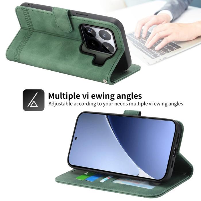 DIERFENG - DIERFENG DF-03 för Xiaomi 15 Pro Fodral Äkta läder - Grön