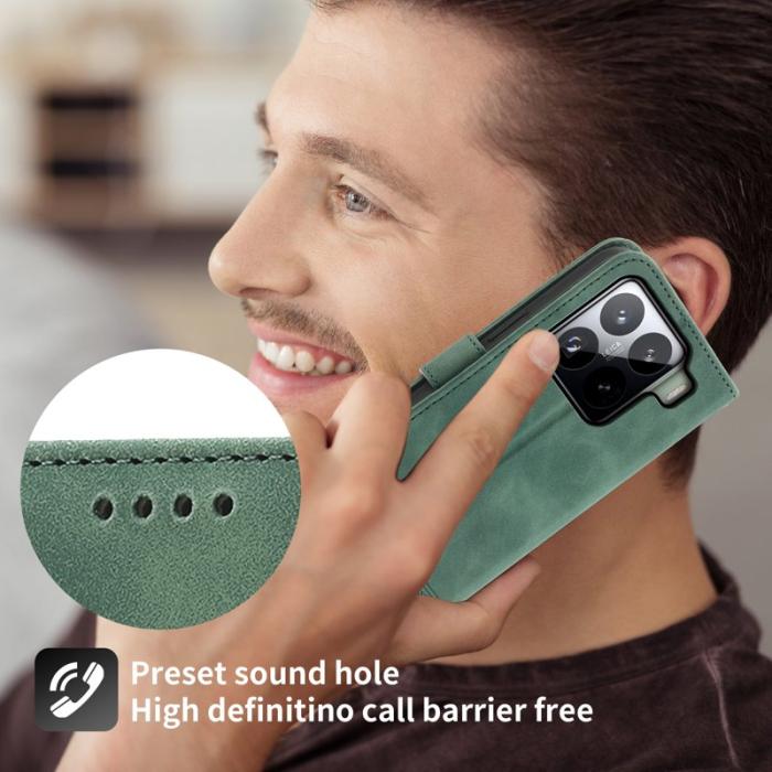 DIERFENG - DIERFENG DF-03 för Xiaomi 15 Pro Fodral Äkta läder - Grön