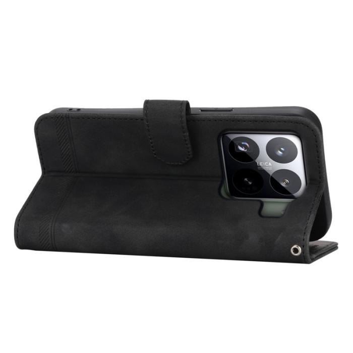 DIERFENG - DIERFENG DF-03 för Xiaomi 15 Pro Fodral Äkta läder - Svart