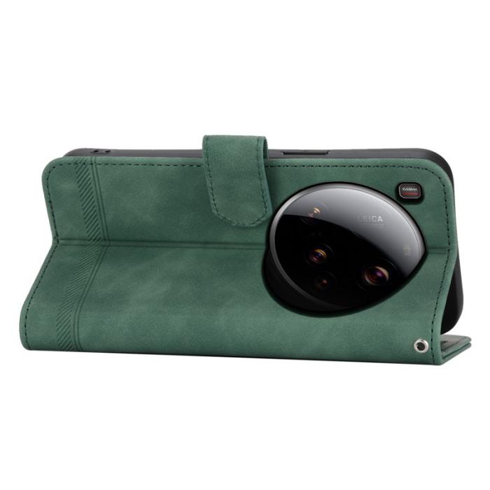 DIERFENG - DIERFENG DF-03 för Xiaomi 15 Ultra Äkta läder Fodral - Grön