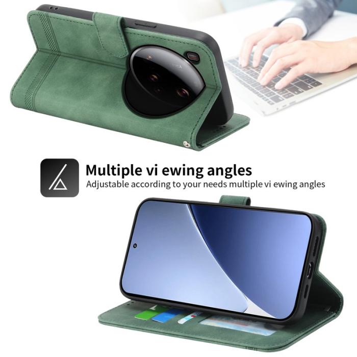 DIERFENG - DIERFENG DF-03 för Xiaomi 15 Ultra Äkta läder Fodral - Grön