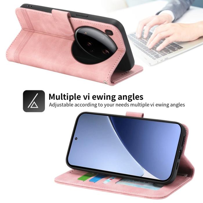 DIERFENG - DIERFENG DF-03 för Xiaomi 15 Ultra Äkta läder Fodral - Rosa