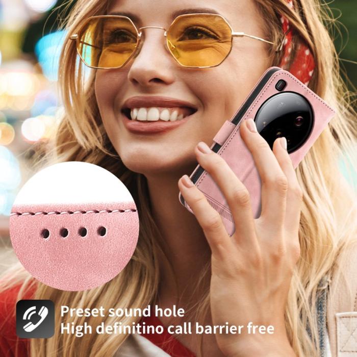 DIERFENG - DIERFENG DF-03 för Xiaomi 15 Ultra Äkta läder Fodral - Rosa