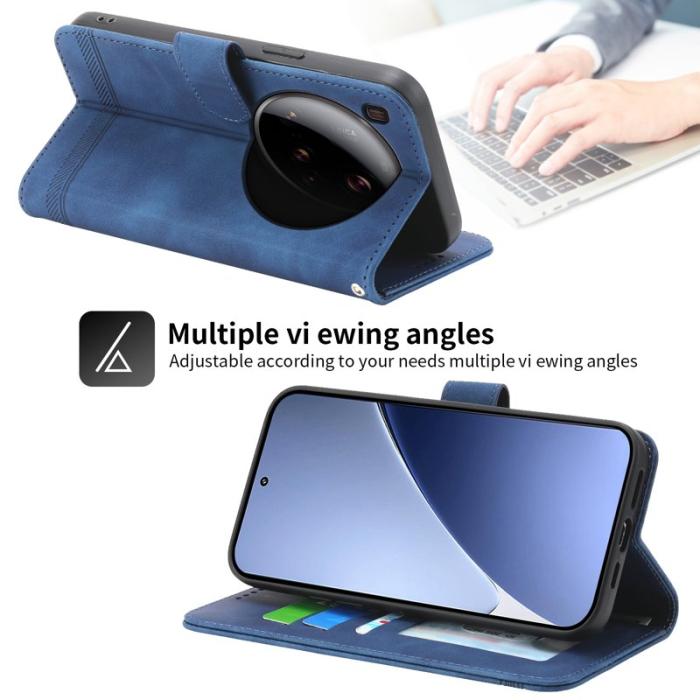 DIERFENG - DIERFENG DF-03 för Xiaomi 15 Ultra Fodral Äkta läder - Blå