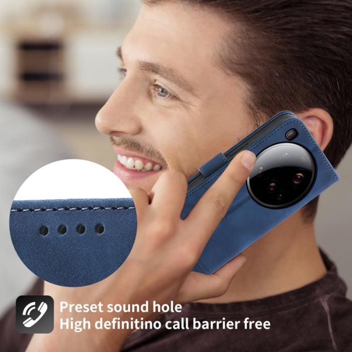 DIERFENG - DIERFENG DF-03 för Xiaomi 15 Ultra Fodral Äkta läder - Blå