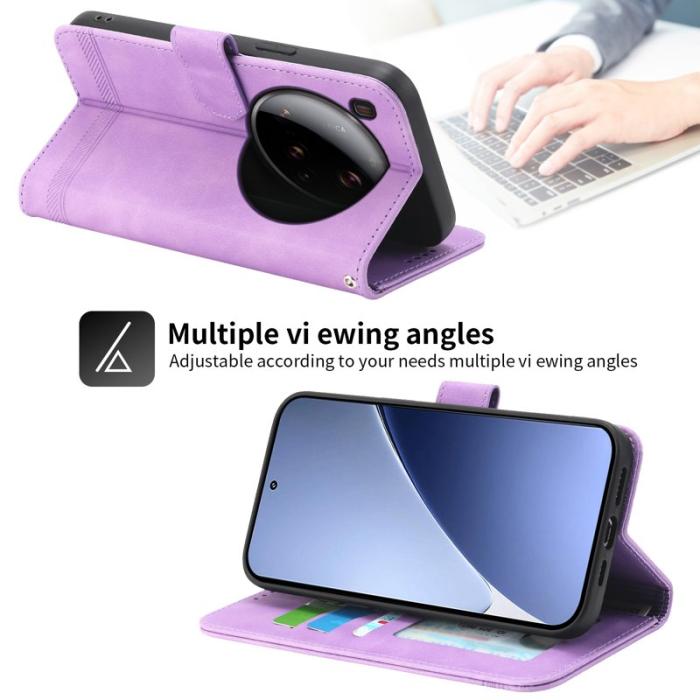 DIERFENG - DIERFENG DF-03 för Xiaomi 15 Ultra Fodral Äkta läder - Lila