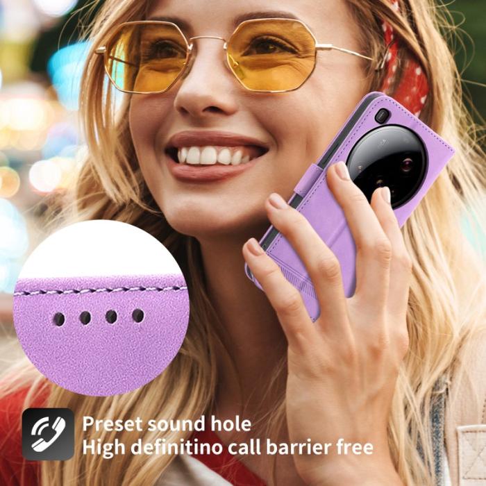 DIERFENG - DIERFENG DF-03 för Xiaomi 15 Ultra Fodral Äkta läder - Lila