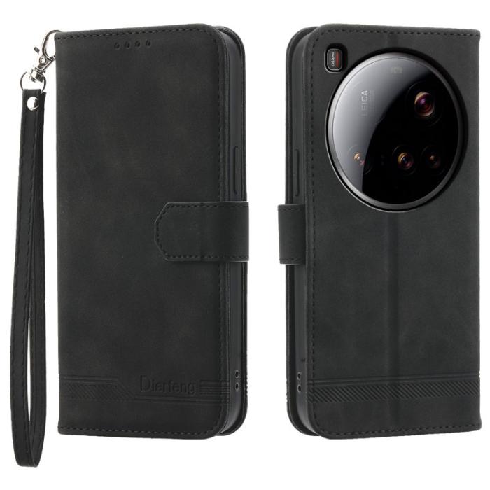DIERFENG - DIERFENG DF-03 för Xiaomi 15 Ultra Fodral Äkta läder - Svart
