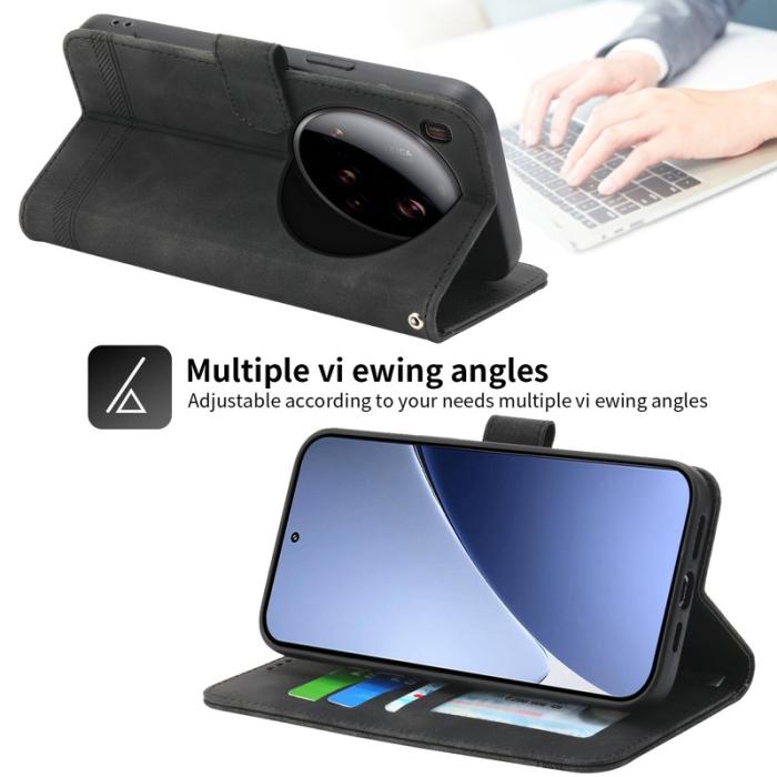 DIERFENG - DIERFENG DF-03 för Xiaomi 15 Ultra Fodral Äkta läder - Svart