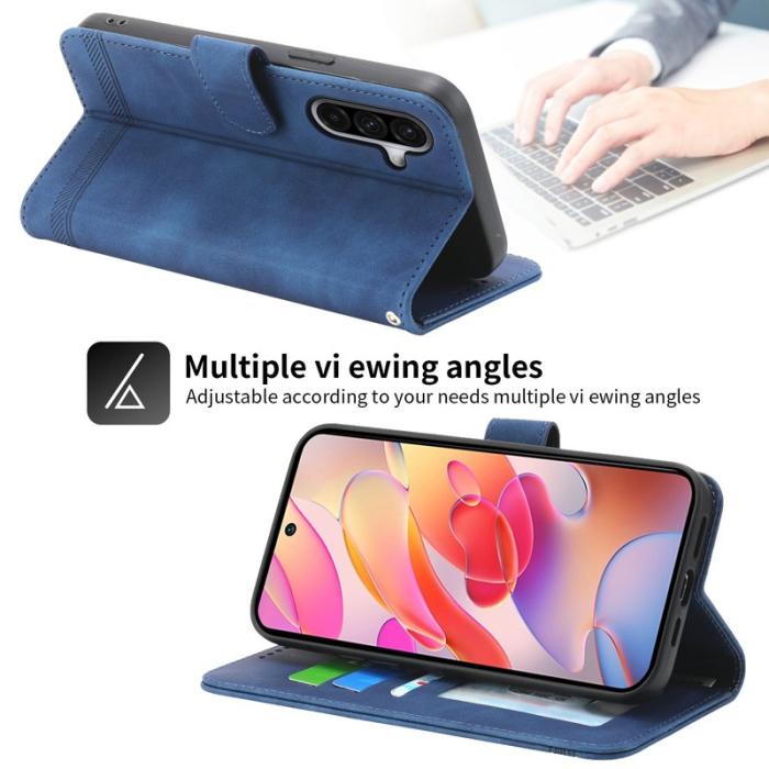 DIERFENG - DIERFENG DF-03 Fodral Äkta läder - Blå för Samsung Galaxy A17 5G