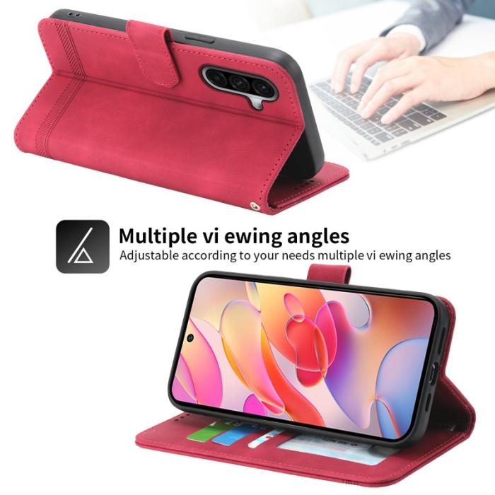 DIERFENG - DIERFENG DF-03 Fodral Äkta läder för Samsung Galaxy A17 - Röd