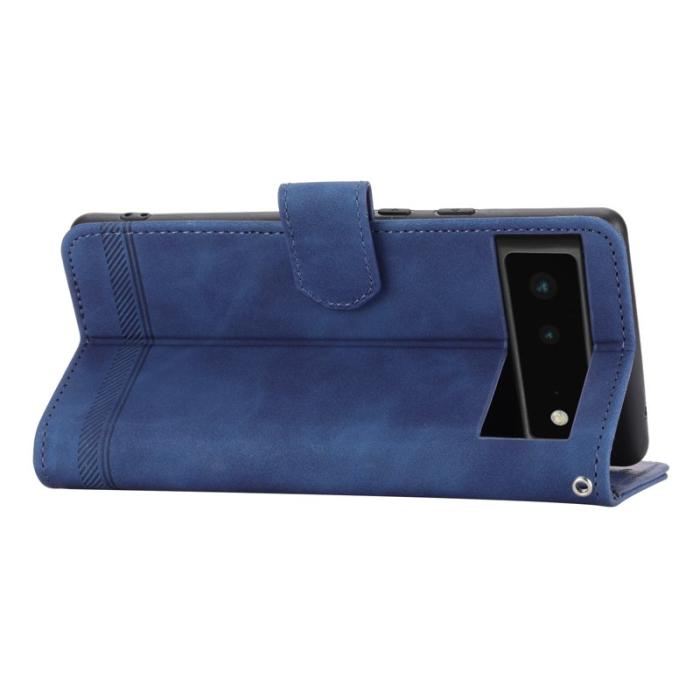 DIERFENG - DIERFENG DF-03 Fodral för Google Pixel 6 - Äkta läder - Blå