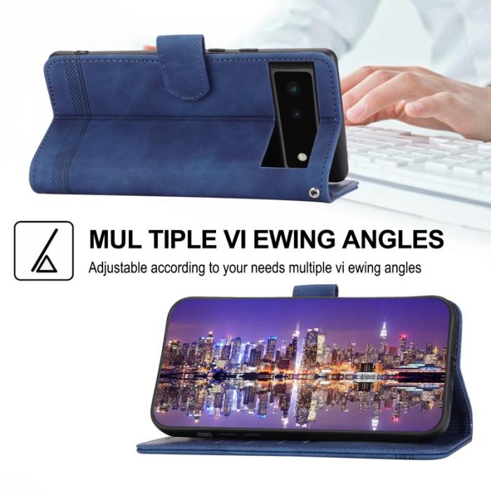 DIERFENG - DIERFENG DF-03 Fodral för Google Pixel 6 - Äkta läder - Blå