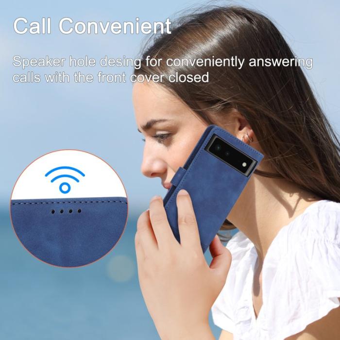 DIERFENG - DIERFENG DF-03 Fodral för Google Pixel 6 - Äkta läder - Blå