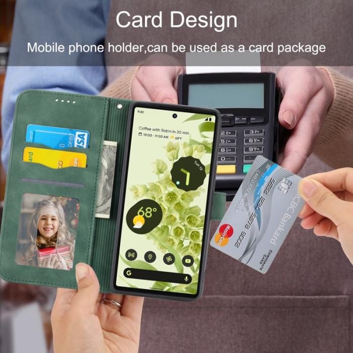 DIERFENG - DIERFENG DF-03 Fodral för Google Pixel 6 - Äkta läder - Grön