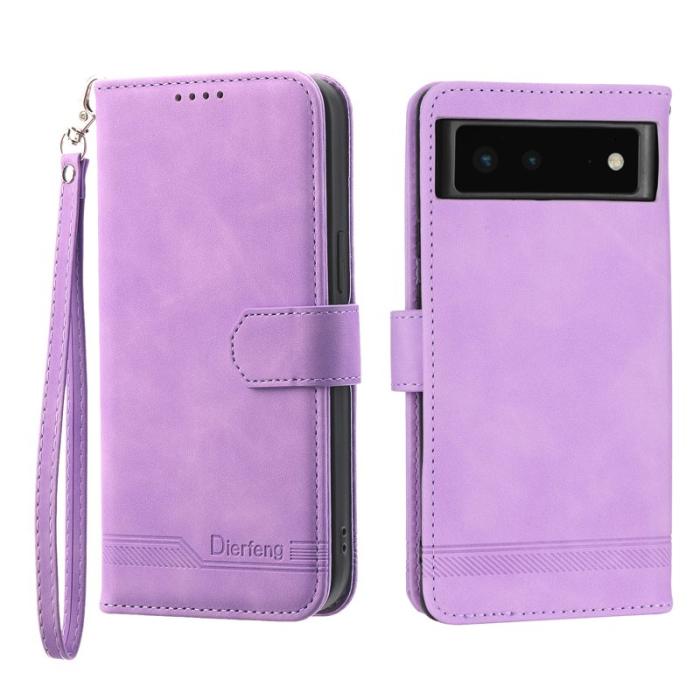 DIERFENG - DIERFENG DF-03 Fodral för Google Pixel 6 - Äkta läder - Lila