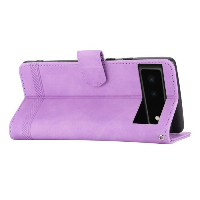 DIERFENG - DIERFENG DF-03 Fodral för Google Pixel 6 - Äkta läder - Lila