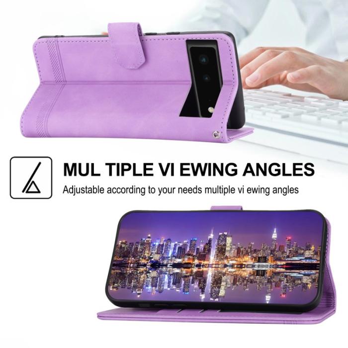 DIERFENG - DIERFENG DF-03 Fodral för Google Pixel 6 - Äkta läder - Lila