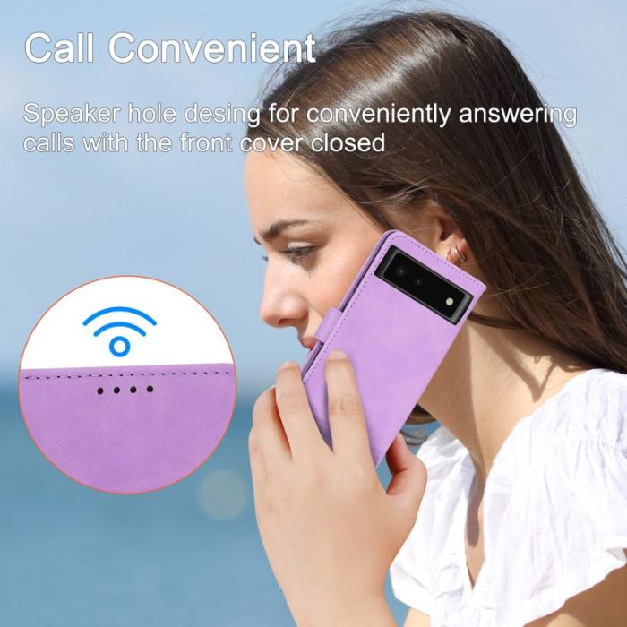 DIERFENG - DIERFENG DF-03 Fodral för Google Pixel 6 - Äkta läder - Lila