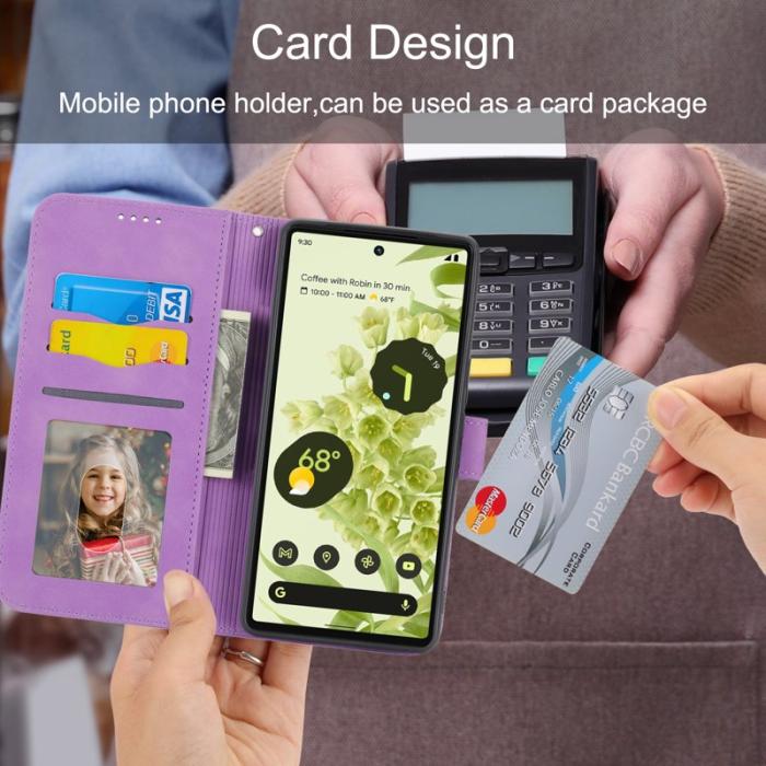 DIERFENG - DIERFENG DF-03 Fodral för Google Pixel 6 - Äkta läder - Lila