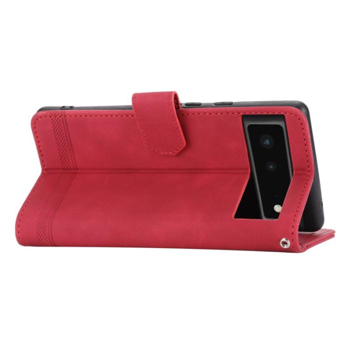 DIERFENG - DIERFENG DF-03 Fodral för Google Pixel 6 - Äkta läder - Röd