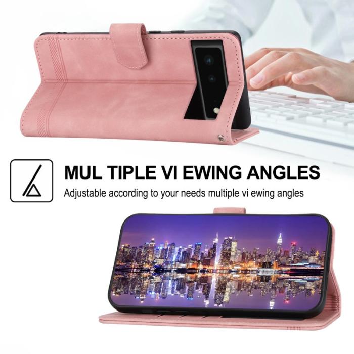 DIERFENG - DIERFENG DF-03 Fodral för Google Pixel 6 - Äkta läder - Rosa