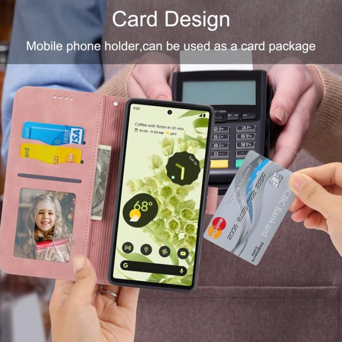 DIERFENG - DIERFENG DF-03 Fodral för Google Pixel 6 - Äkta läder - Rosa