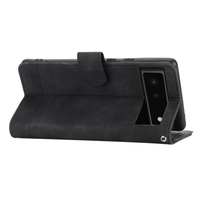 DIERFENG - DIERFENG DF-03 Fodral för Google Pixel 6 Äkta läder - Svart