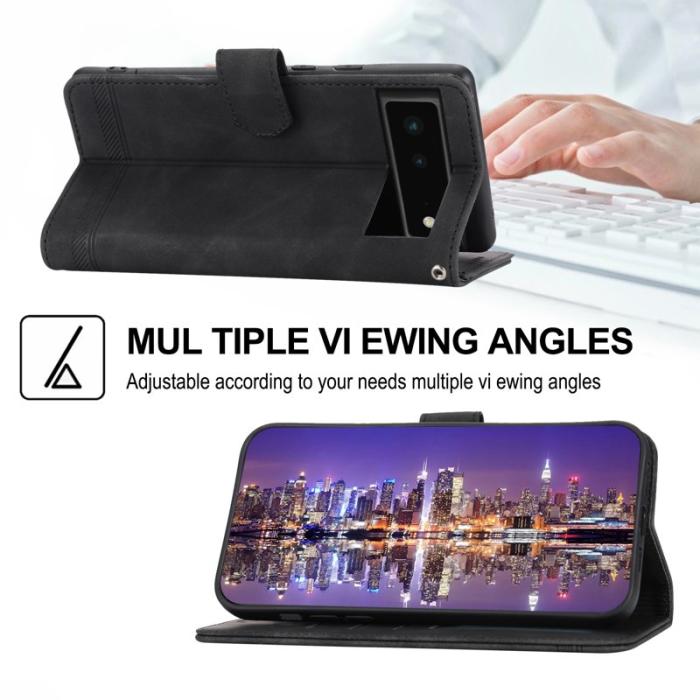 DIERFENG - DIERFENG DF-03 Fodral för Google Pixel 6 Äkta läder - Svart