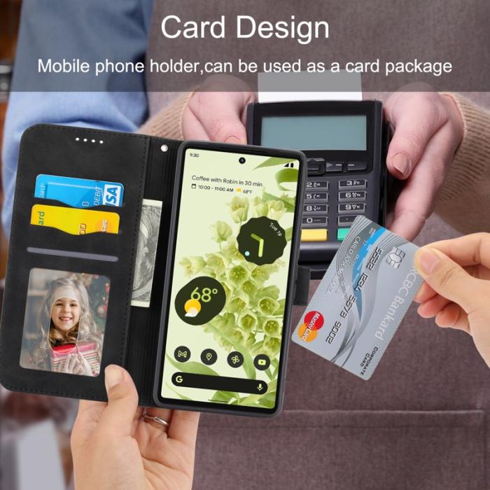 DIERFENG - DIERFENG DF-03 Fodral för Google Pixel 6 Äkta läder - Svart