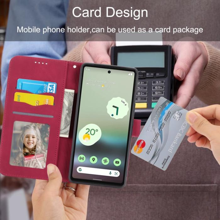 DIERFENG - DIERFENG DF-03 Fodral för Google Pixel 6a - PU läder - Röd