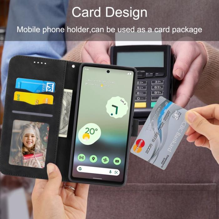 DIERFENG - DIERFENG DF-03 Fodral för Google Pixel 6a - PU läder - Svart