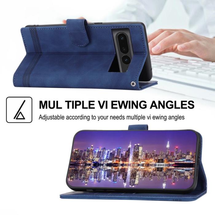 DIERFENG - DIERFENG DF-03 Fodral för Google Pixel 7 Pro - Äkta läder - Blå