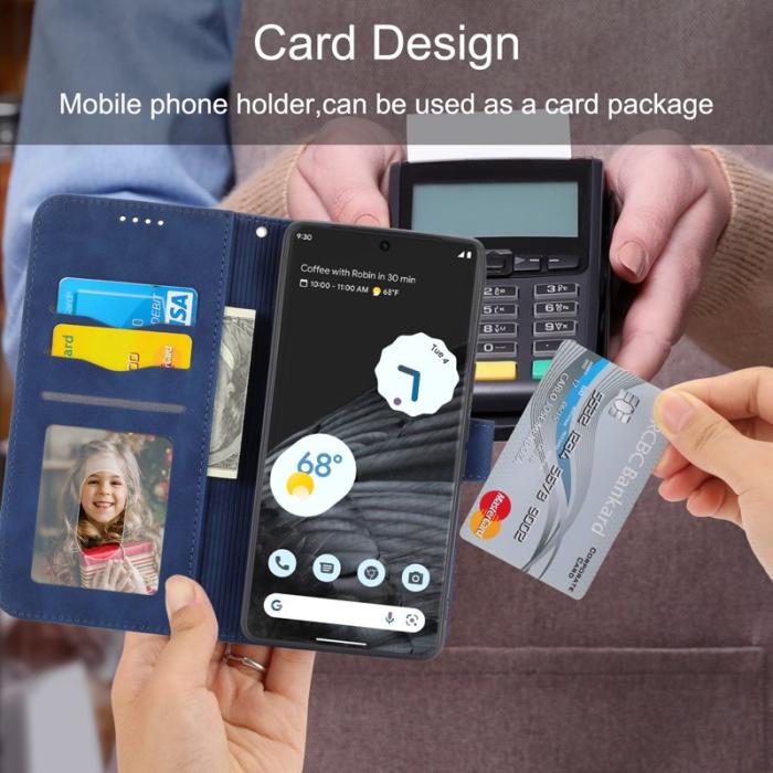 DIERFENG - DIERFENG DF-03 Fodral för Google Pixel 7 Pro - Äkta läder - Blå