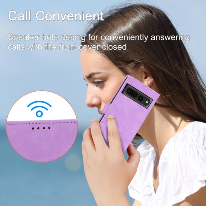 DIERFENG - DIERFENG DF-03 Fodral för Google Pixel 7 Pro - Äkta läder - Lila