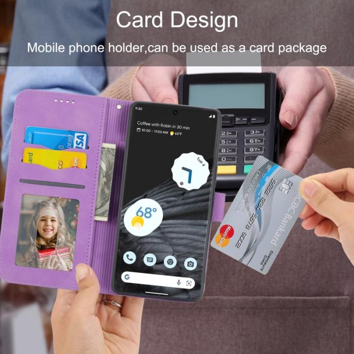 DIERFENG - DIERFENG DF-03 Fodral för Google Pixel 7 Pro - Äkta läder - Lila