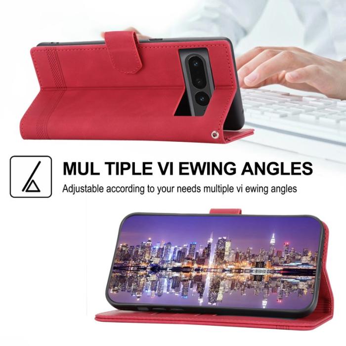 DIERFENG - DIERFENG DF-03 Fodral för Google Pixel 7 Pro - Äkta läder - Röd