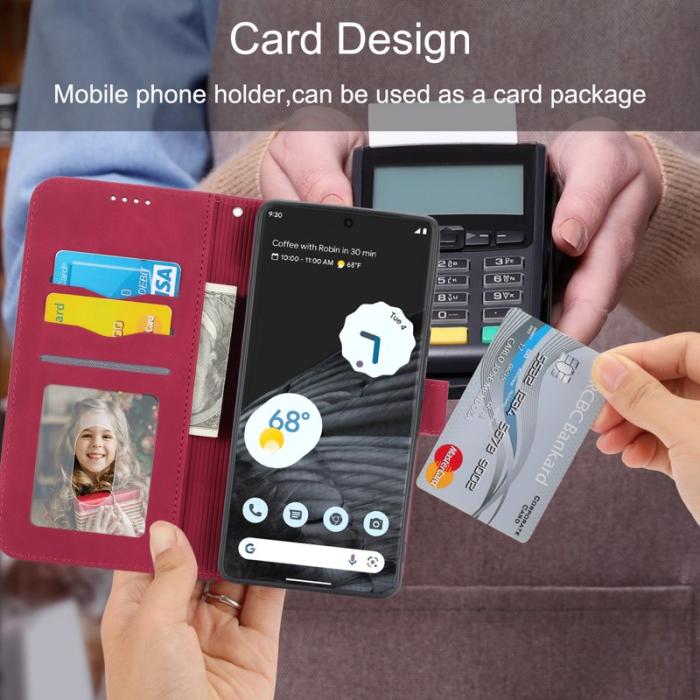 DIERFENG - DIERFENG DF-03 Fodral för Google Pixel 7 Pro - Äkta läder - Röd