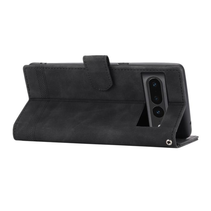 DIERFENG - DIERFENG DF-03 Fodral för Google Pixel 7 Pro - Äkta läder - Svart