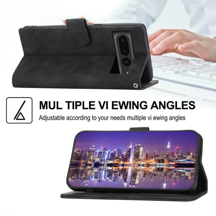 DIERFENG - DIERFENG DF-03 Fodral för Google Pixel 7 Pro - Äkta läder - Svart