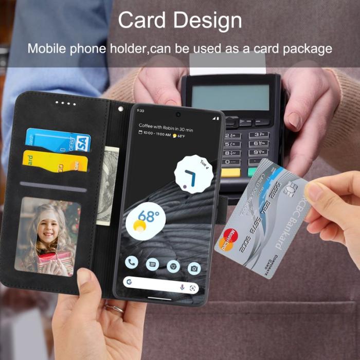 DIERFENG - DIERFENG DF-03 Fodral för Google Pixel 7 Pro - Äkta läder - Svart