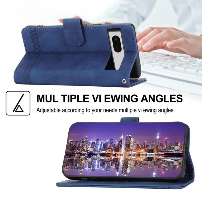 DIERFENG - DIERFENG DF-03 Fodral för Google Pixel 7a - PU Läder - Blå