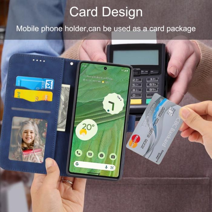 DIERFENG - DIERFENG DF-03 Fodral för Google Pixel 7a - PU Läder - Blå