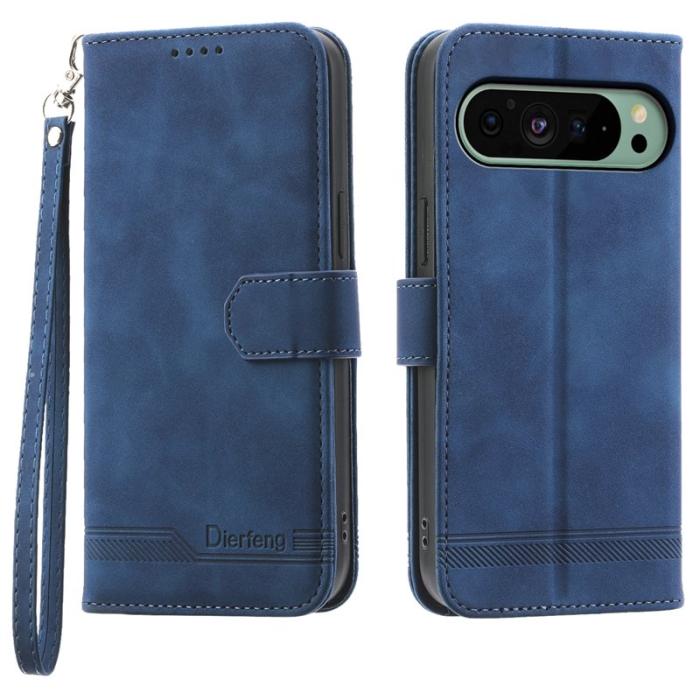 DIERFENG - DIERFENG DF-03 Fodral för Google Pixel 9 - Äkta läder - Blå