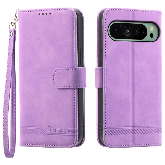DIERFENG - DIERFENG DF-03 Fodral för Google Pixel 9 - Äkta läder - Lila