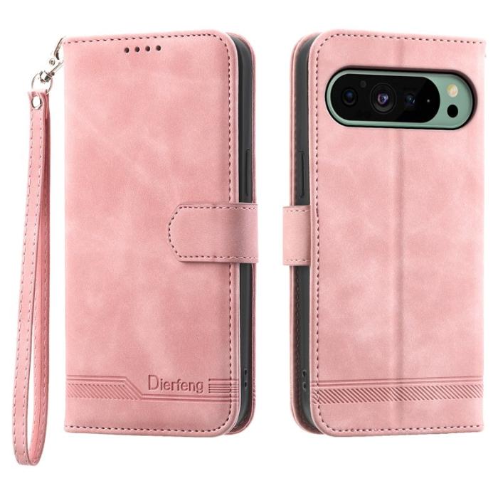 DIERFENG - DIERFENG DF-03 Fodral för Google Pixel 9 - Äkta läder - Rosa