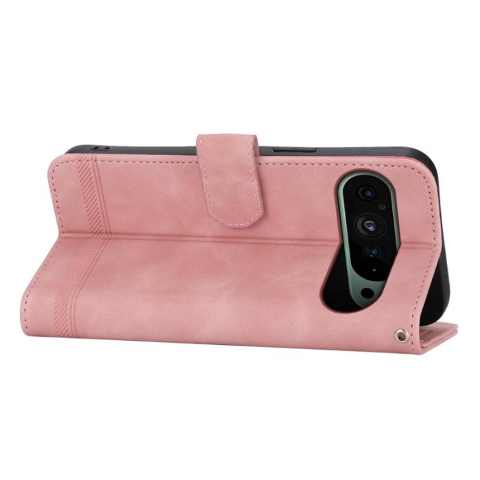 DIERFENG - DIERFENG DF-03 Fodral för Google Pixel 9 - Äkta läder - Rosa