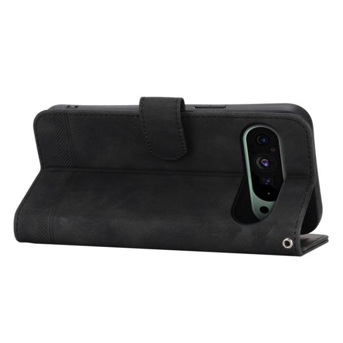 DIERFENG - DIERFENG DF-03 Fodral för Google Pixel 9 - Äkta läder - Svart